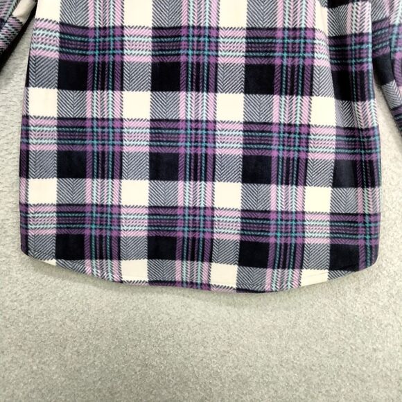 Soho Threads Button Down Jacket Womens Size S Purple White Plaid Sherpa Lined - Picture 12 of 13